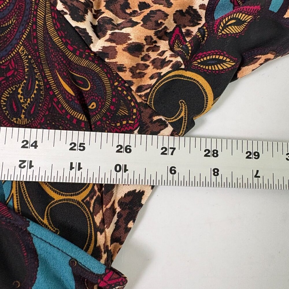 Catherines Black Label Paisley Leopard Print Wrap Dress Size 3X V Neck Belt NWT - Picture 7 of 12